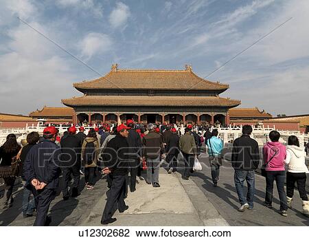 Tourists in the courtyard of a palace, Forbidden City, Beijing, China View Large Photo Image Stock Image - Tourists in the courtyard of a palace, Forbidden City, Beijing, China. Fotosearch