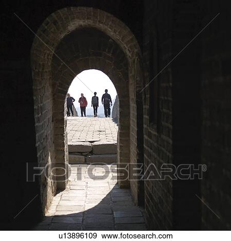 Tourists viewed through an archway of Mutianyu section of the Great Wall of China, Beijing, China View Large Photo Image Stock Photo - Tourists viewed through an archway of Mutianyu section of the Great Wall of China, Beijing, China. Fotosearch
