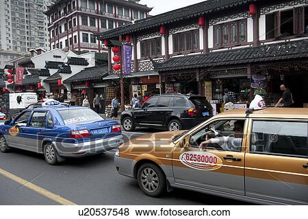 Traffic on the road, Shanghai, China View Large Photo Image Stock Photo - Traffic on the road, Shanghai, China. Fotosearch