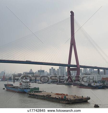 Stock Photography - Yangpu Bridge across Huangpu River, Shanghai, China. Fotosearch