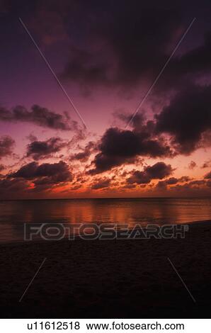 Stock Photo - Aruba, sea at sunset. Fotosearch