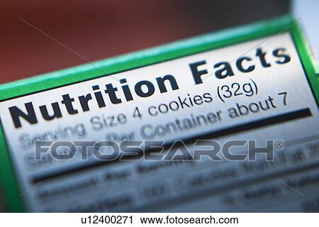 Stock Image - Close-up of nutrition information. Fotosearch