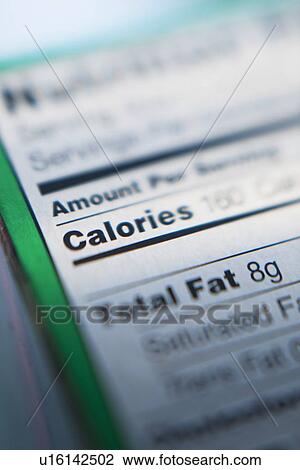 Stock Image - Close-up of nutrition information. Fotosearch