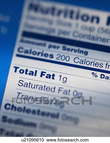 Stock Image - Close-up of nutrition information. Fotosearch