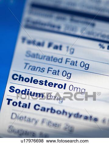 Stock Photo - Close-up of nutrition information. Fotosearch