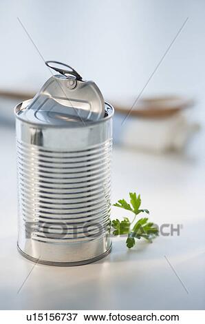 Close up of open food can View Large Photo Image Stock Photo - Close up of open food can. Fotosearch