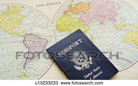 Close-up of passport lying on map View Large Photo Image Stock Image - Close-up of passport lying on map. Fotosearch