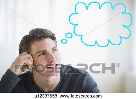 Man with thought bubble over head View Large Photo Image Stock Photo - Man with thought bubble over head. Fotosearch