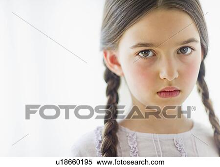 Portrait of sad girl (8-9) with braids View Large Photo Image Stock Photography - Portrait of sad girl (8-9) with braids. Fotosearch