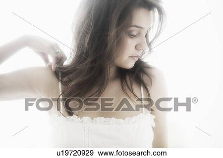 Portrait of young attractive woman View Large Photo Image Stock Photo - Portrait of young attractive woman. Fotosearch