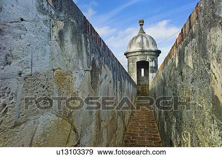 Stock Photo - Puerto Rico, Old San Juan, El Morro Fortress, Sentry post. Fotosearch