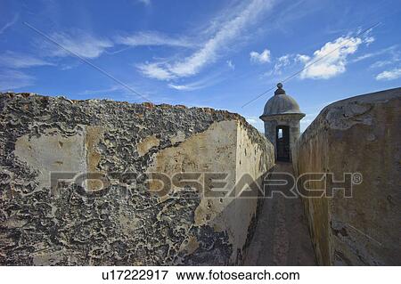 Stock Photo - Puerto Rico, Old San Juan, El Morro Fortress, Sentry post. Fotosearch