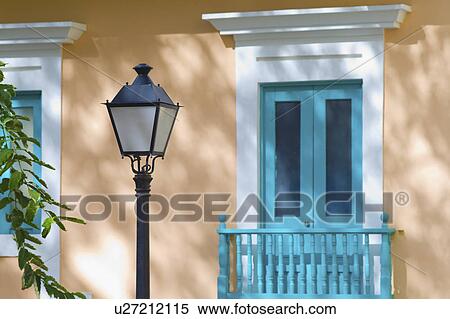 Puerto Rico, Old San Juan, House and street lamp View Large Photo Image Stock Photography - Puerto Rico, Old San Juan, House and street lamp. Fotosearch
