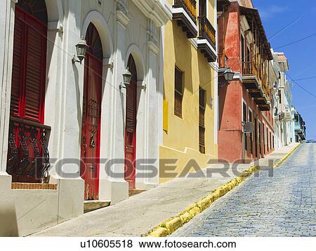 Puerto Rico, Old San Juan, Row of historic houses in Old Town View Large Photo Image Stock Photo - Puerto Rico, Old San Juan, Row of historic houses in Old Town. Fotosearch