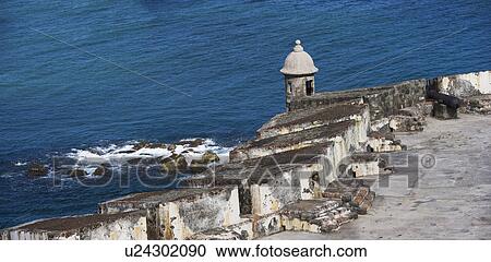 Stock Image - Puerto Rico, Old San Juan, section of El Morro Fortress. Fotosearch