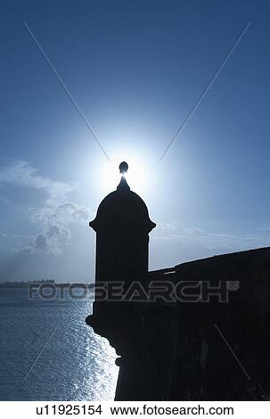 Picture - Puerto Rico, Old San Juan, Silhouette of Fort San Felipe del Morro. Fotosearch