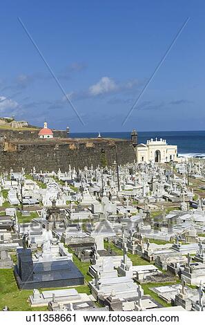 Puerto Rico, Old San Juan, View of Santa Maria Magdalena Cemetery with El Morro Fortress View Large Photo Image Stock Image - Puerto Rico, Old San Juan, View of Santa Maria Magdalena Cemetery with El Morro Fortress. Fotosearch