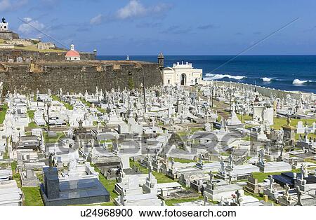 Puerto Rico, Old San Juan, View of Santa Maria Magdalena Cemetery with El Morro Fortress View Large Photo Image Stock Image - Puerto Rico, Old San Juan, View of Santa Maria Magdalena Cemetery with El Morro Fortress. Fotosearch