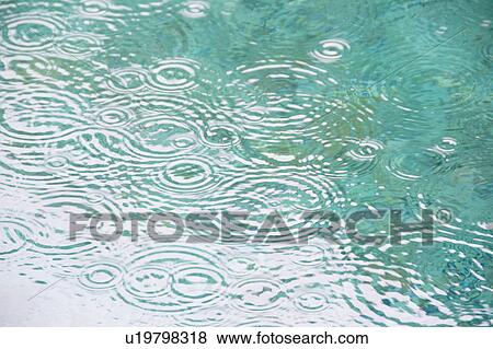 Raindrops on falling on pond surface View Large Photo Image Stock Photo - Raindrops on falling on pond surface. Fotosearch