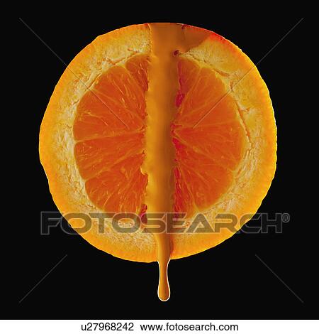 Stock Image - Studio shot of red orange with orange paint. Fotosearch