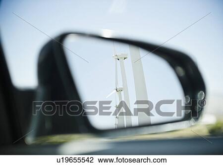 USA, California, Palm Springs, Coachella Valley, San Gorgonio Pass, Wind turbine reflecting in rear- view mirror View Large Photo Image Stock Image - USA, California, Palm Springs, Coachella Valley, San Gorgonio Pass, Wind turbine reflecting in rear- view mirror . Fotosearch