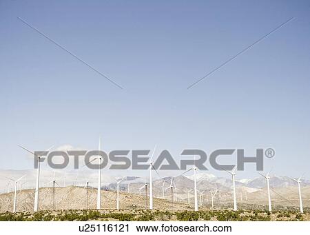 USA, California, Palm Springs, Coachella Valley, San Gorgonio Pass, Wind turbines with mountains in background View Large Photo Image Stock Image - USA, California, Palm Springs, Coachella Valley, San Gorgonio Pass, Wind turbines with mountains in background. Fotosearch
