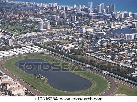 Picture - USA, Florida, Hallendale Beach cityscape as seen from air. Fotosearch