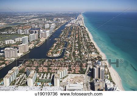 Stock Photograph - USA, Florida, Miami cityscape as seen from air. Fotosearch