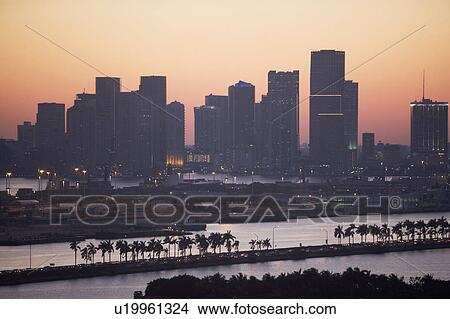 Picture - USA, Florida, Miami, Cityscape with coastline. Fotosearch