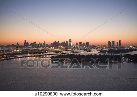 Stock Image - USA, Florida, Miami, Cityscape with coastline. Fotosearch