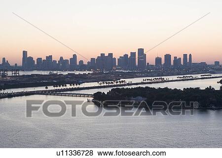 USA, Florida, Miami, Cityscape with coastline View Large Photo Image Stock Photo - USA, Florida, Miami, Cityscape with coastline. Fotosearch