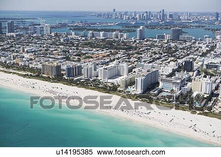 Stock Photography - USA, Florida, Miami, Cityscape with beach. Fotosearch
