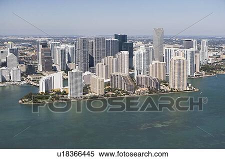 Stock Photography - USA, Florida, Miami, Cityscape with coastline. Fotosearch