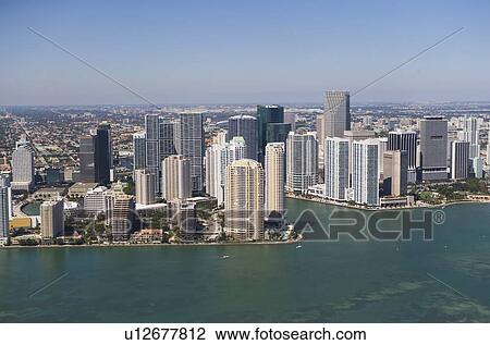 USA, Florida, Miami skyline as seen from air View Large Photo Image Stock Image - USA, Florida, Miami skyline as seen from air. Fotosearch