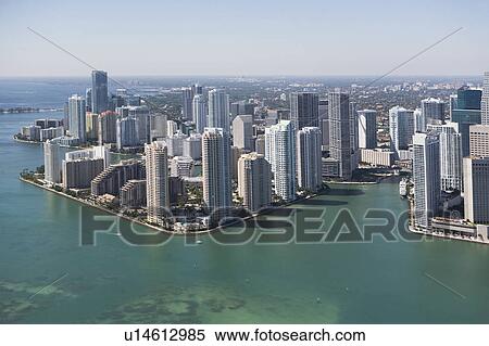 Stock Photography - USA, Florida, Miami skyline as seen from air. Fotosearch