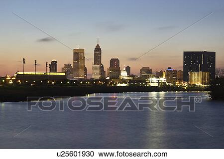 Stock Image - USA, Indiana, Indianapolis, Skyline with State Capitol Building. Fotosearch