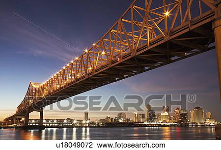 USA, Louisiana, New Orleans, Toll bridge over Mississippi River View Large Photo Image Stock Image - USA, Louisiana, New Orleans, Toll bridge over Mississippi River. Fotosearch