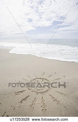 USA, Massachusetts, Sun drawn on sandy beach View Large Photo Image Stock Photo - USA, Massachusetts, Sun drawn on sandy beach. Fotosearch