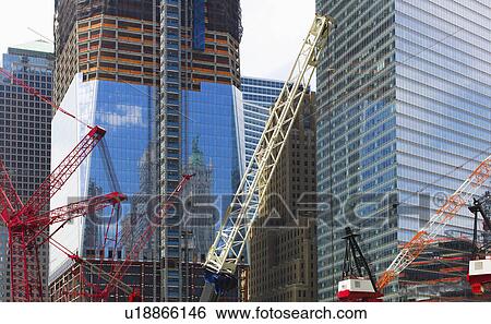 USA, New York, New York City, Modern skyscrapers under construction at Ground Zero View Large Photo Image Stock Photograph - USA, New York, New York City, Modern skyscrapers under construction at Ground Zero. Fotosearch