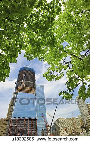 Stock Photography - USA, New York, New York City, Modern skyscrapers under construction at Ground Zero. Fotosearch