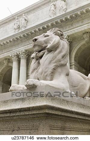 USA, New York, New York City, New York Public Library, Close up of sculpture of lion View Large Photo Image Stock Photograph - USA, New York, New York City, New York Public Library, Close up of sculpture of lion. Fotosearch