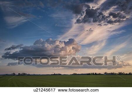 USA, Oregon, Marion County, Cloudy sky over field View Large Photo Image Stock Photo - USA, Oregon, Marion County, Cloudy sky over field. Fotosearch