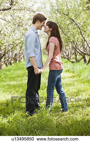 USA, Utah, Provo, Young couple face to face in orchard View Large Photo Image Stock Image - USA, Utah, Provo, Young couple face to face in orchard. Fotosearch