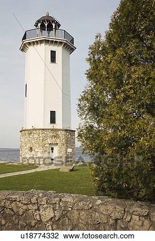 Stock Image - USA, Wisconsin, Fond du Lac, Lighthouse. Fotosearch