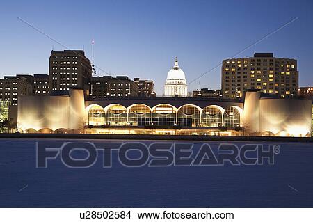 USA, Wisconsin, Madison, City skyline over Lake Monona at night View Large Photo Image Picture - USA, Wisconsin, Madison, City skyline over Lake Monona at night. Fotosearch