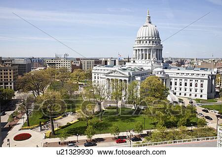 Stock Image - USA, Wisconsin, Madison, State Capitol Building. Fotosearch