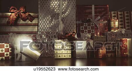 Stock Image - Variety of Christmas gifts. Fotosearch
