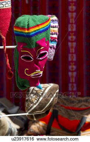 Andean dance mask at a craft market in Barrio De San Blas, Cuzco, Peru View Large Photo Image Stock Photograph - Andean dance mask at a craft market in Barrio De San Blas, Cuzco, Peru. Fotosearch
