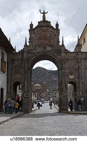 Stock Photo - Archway in a city, Cuzco, Peru. Fotosearch