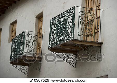 Stock Photo - Balconies of a house, Sacred Valley, Cusco Region, Peru. Fotosearch
